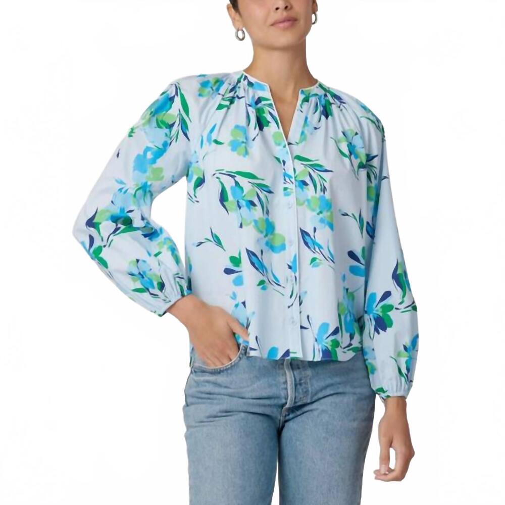 NEW SHOSHANNA mira long sleeve top in french blue multi